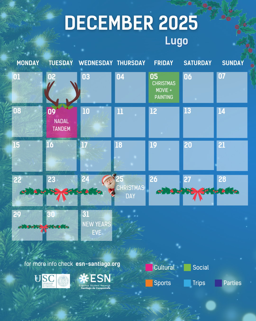 Calendario Diciembre Lugo 2025