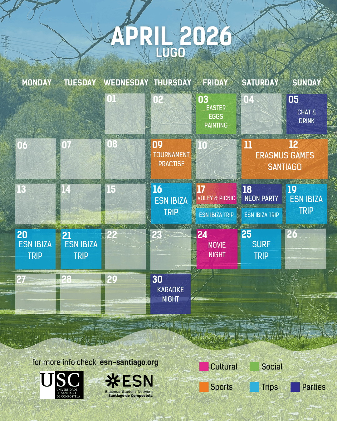 Calendario Abril Lugo 2026