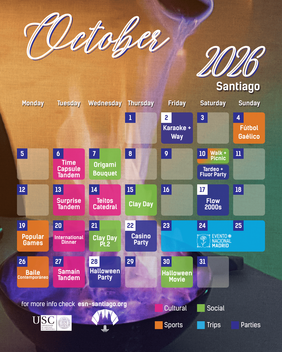 Calendario Abril Santiago 2026
