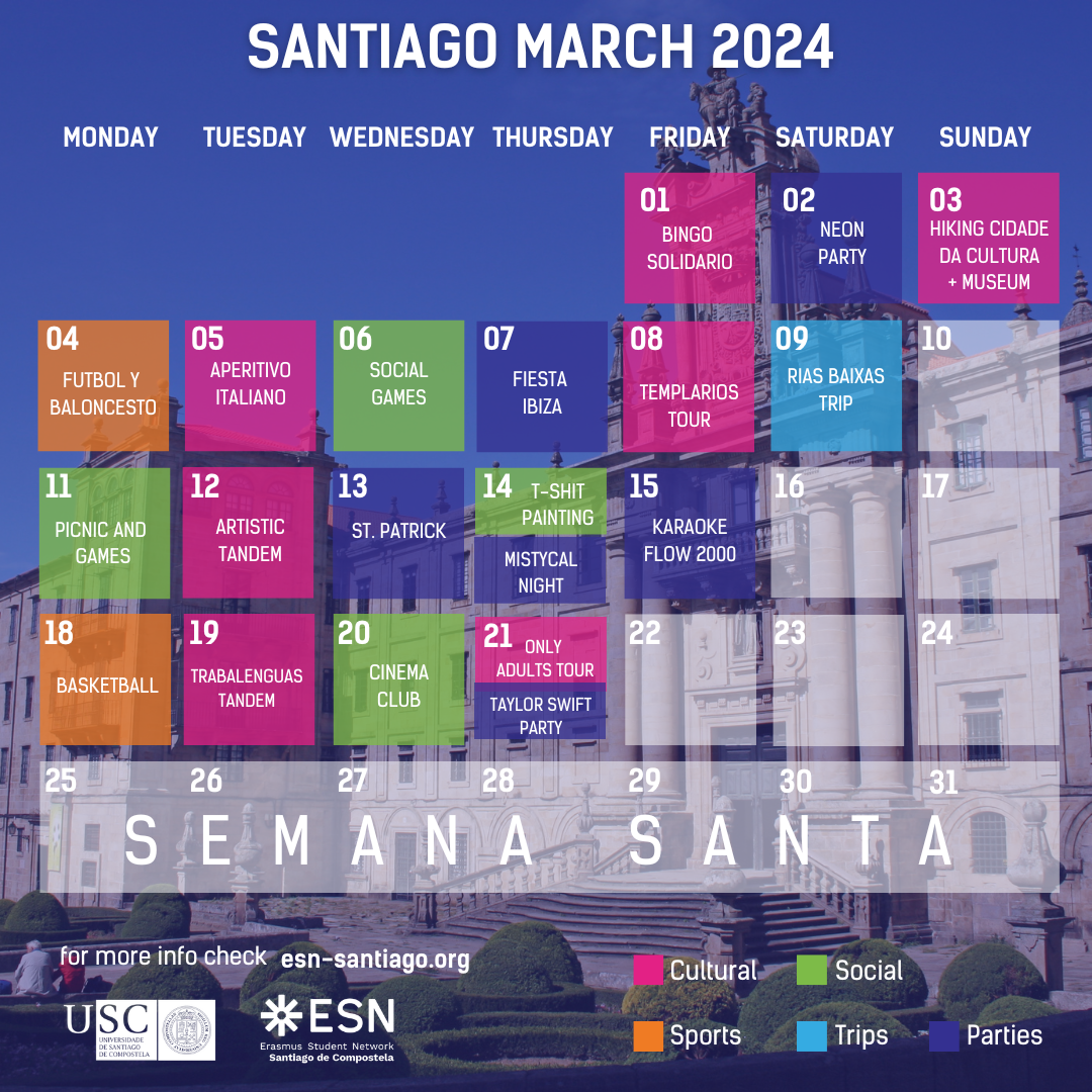 Calendario Marzo Santiago de Compostela 2023