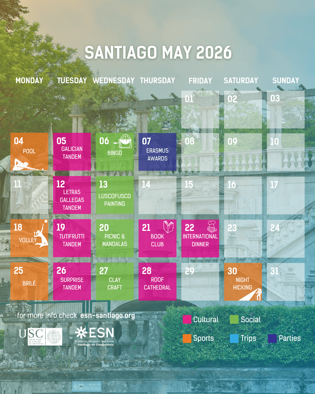 Calendario Abril Santiago 2026