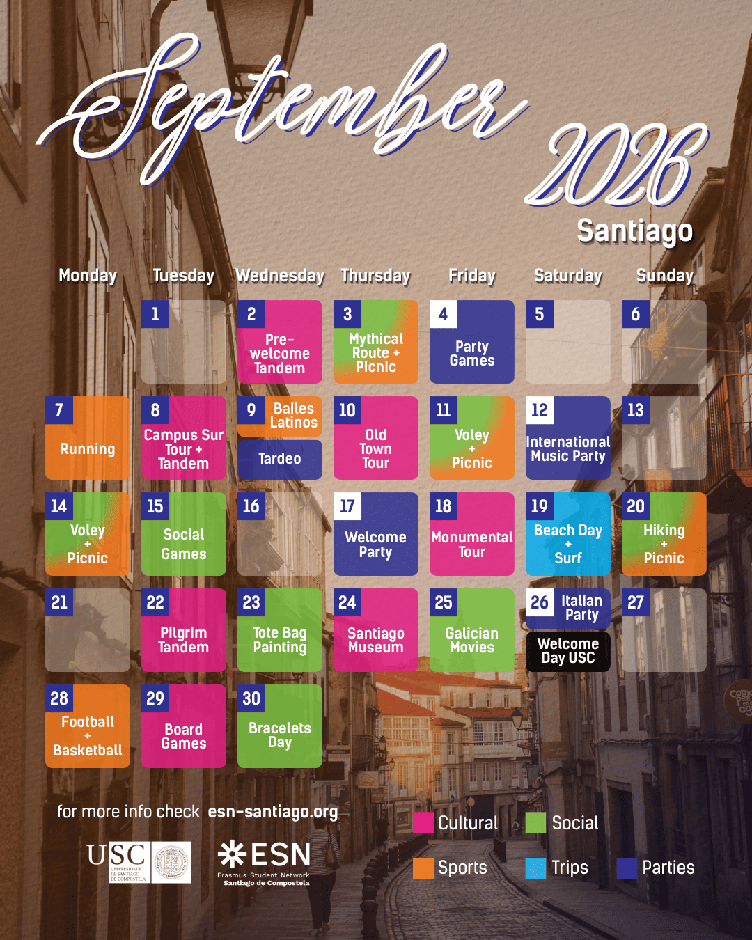 Calendario Abril Santiago 2026